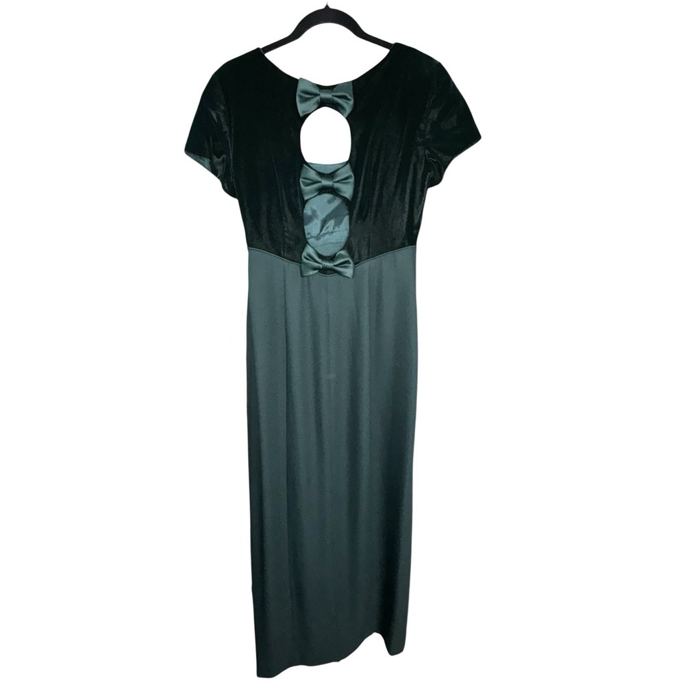 Liz Claiborne Night Velvet Top Emerald Green Maxi Formal Evening Gown Dress Sz 6 - Picture 3 of 9